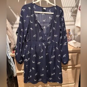 H&M Navy Dress with Bird Motif